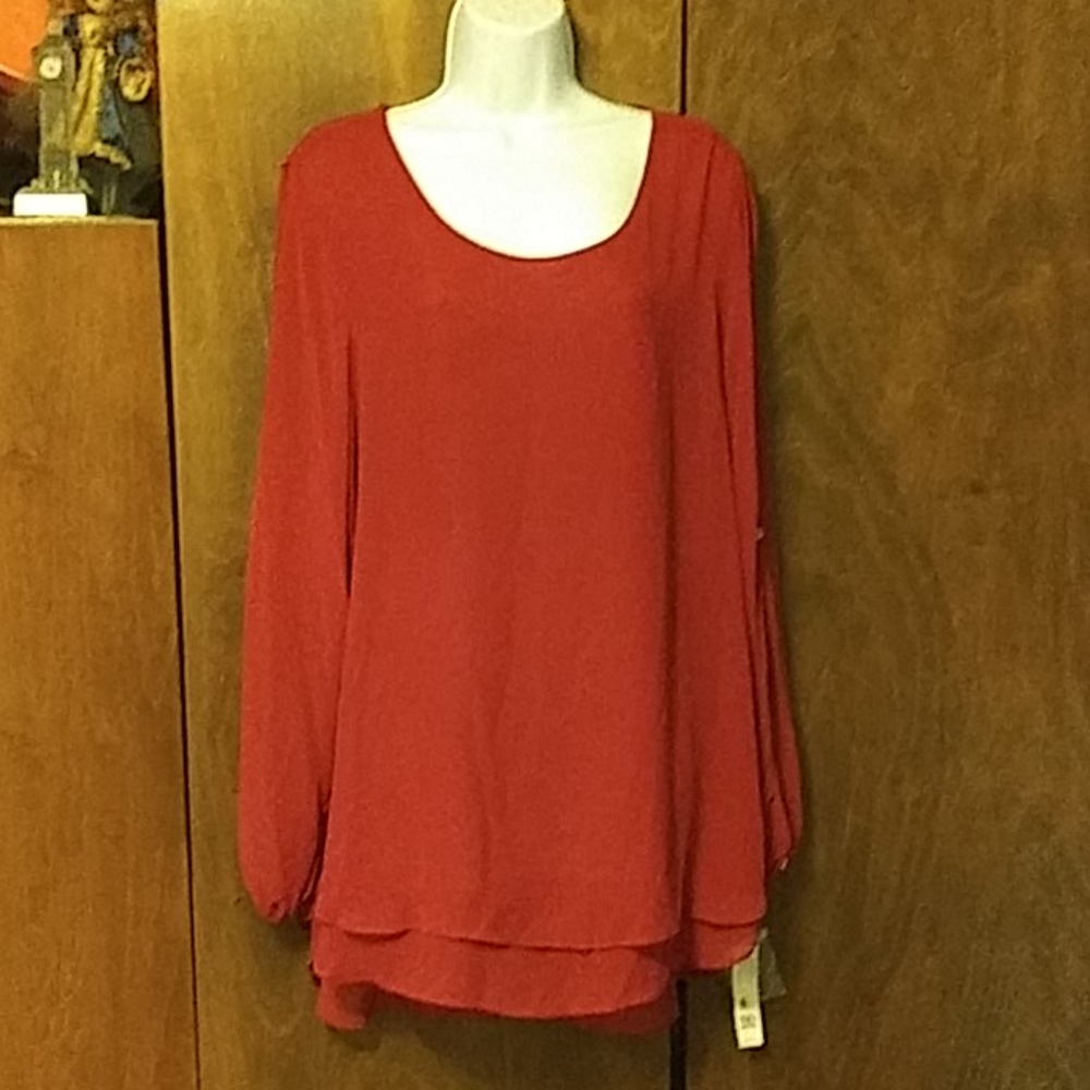 NWT ZAC & RACHEL BURGUNDY BLOUSE XL